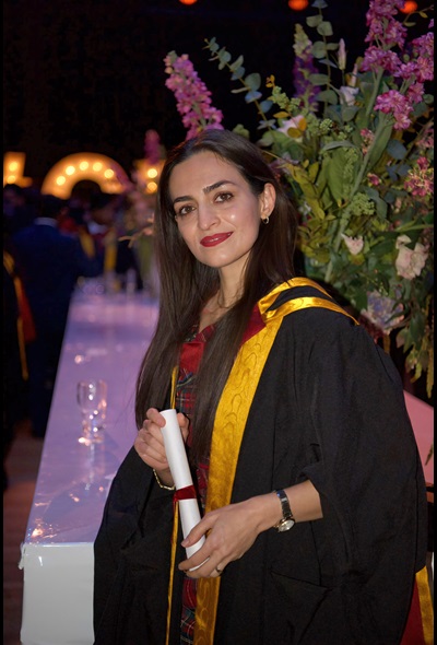 Image of Faezeh a Northumbria graduate at her graduation ceremony