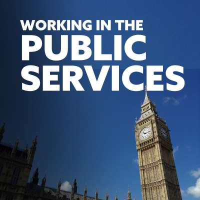 An image of Big Ben with text that reads Working In The Public Services.