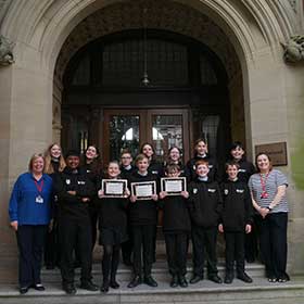 Students outside of Sutherland Building after completing High Tunstall
