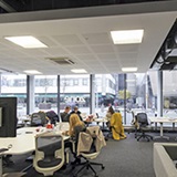 a group of people in a room