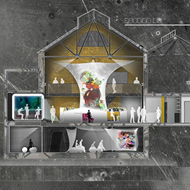 a group of people standing in front of a building