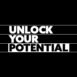 Text reads: UNLOCK YOUR POTENTIAL